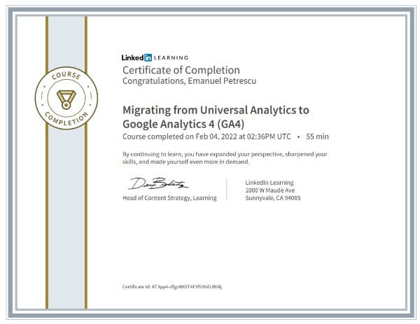 Migrating from Universal Analytics to Google Analytics 4 certificate