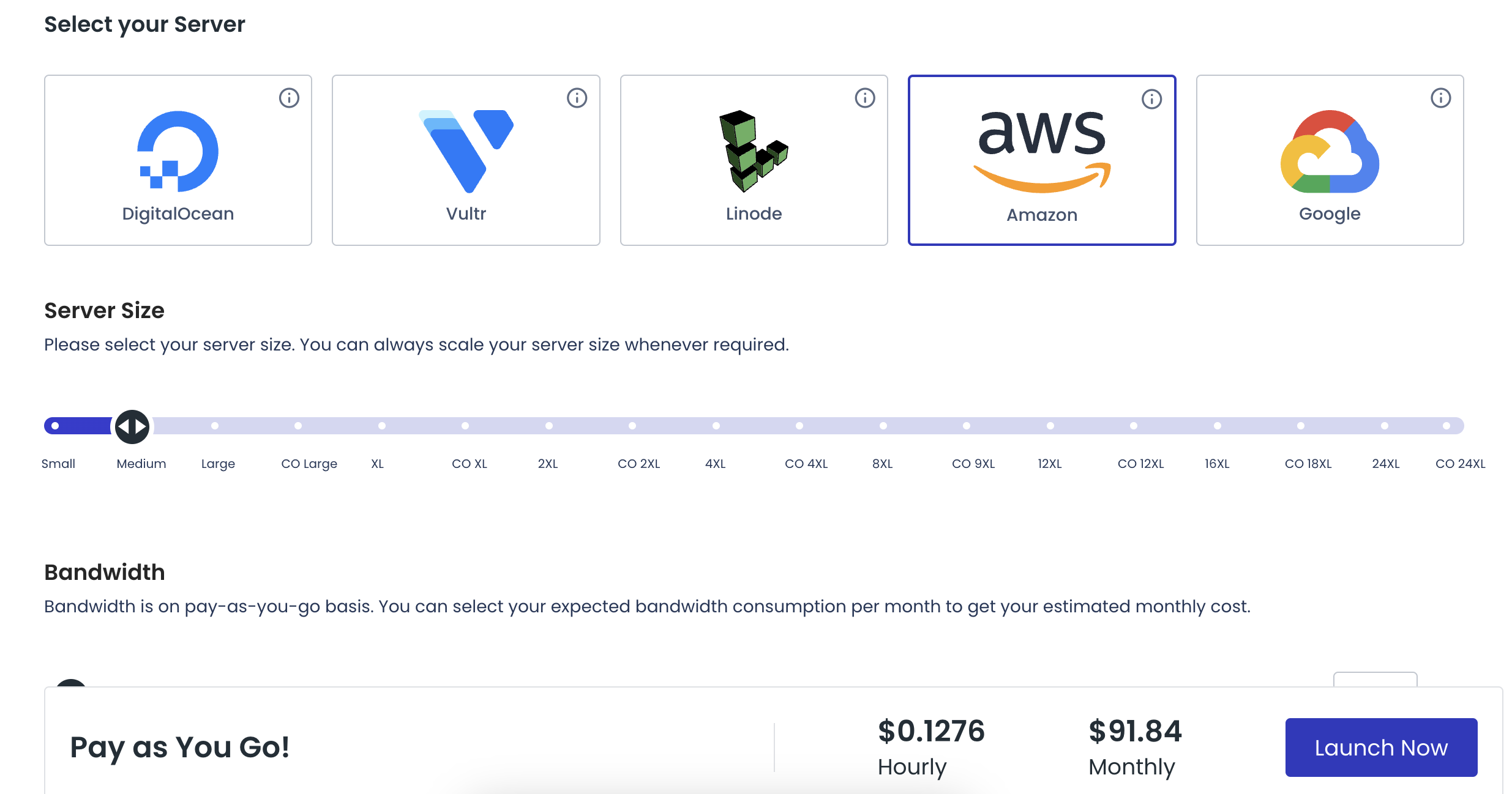 image of Cloudways web hosting server selection