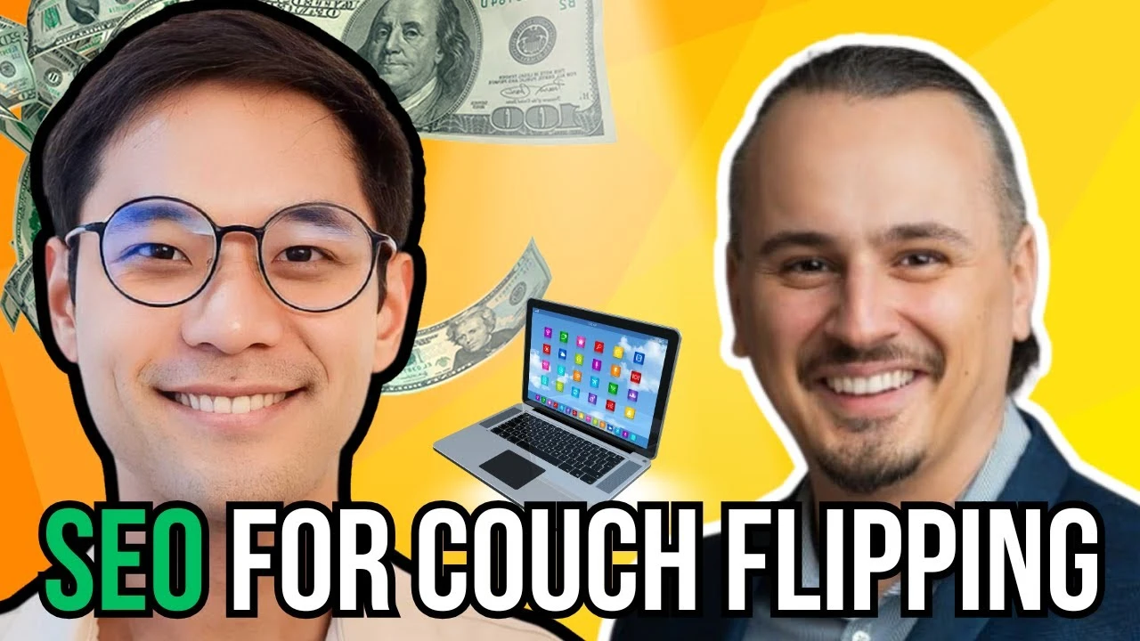 Cover photo for the couch pod podcast saying SEO for Couch Flipping