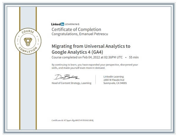 Migrating from Universal Analytics to Google Analytics 4 GA4 Emanuel Certificate