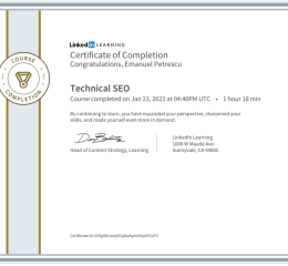Emanuel P technical SEO certificate
