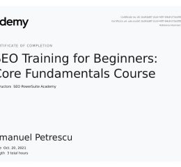 UDemy Certificate of Completion SEO Training UDEMY SEO PowerSuite Academy
